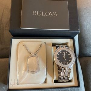 Bulova Men's Watch & Pendant Boxed Set 96K102